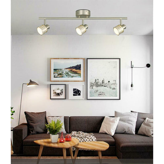 CE 38672 Three Light LED Directional Linear Ceiling Fixture with Glass Basket in Brushed Nickel Finish